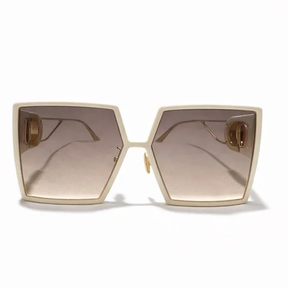 Dior Cream and Gold Square Sunglasses with Case - Picture 1 of 6